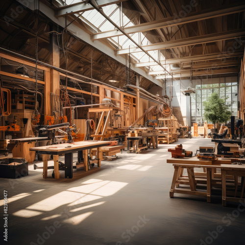 Modern Woodworking Workshop: Tools and Craftsmanship