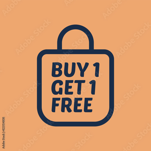 Vector buy 1 get 1 free logo sign template for promotion photo