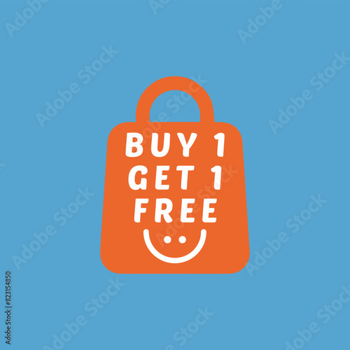 Vector buy 1 get 1 free logo sign template for promotion photo