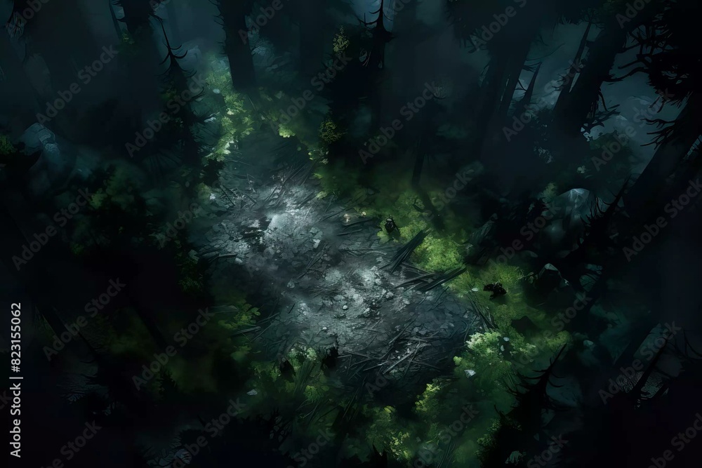 DnD Battlemap Shadowy Forest Clearing: A Secluded Spot. DnD Battlemap Shadowy Forest Clearing: A Secluded Spot.