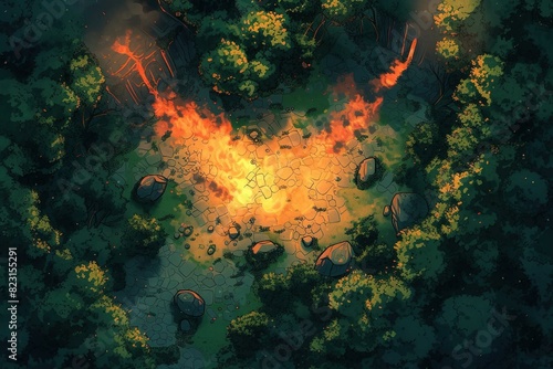 DnD Battlemap Battle Map for Specter Horde - A spooky battlefield with specters among ruins.