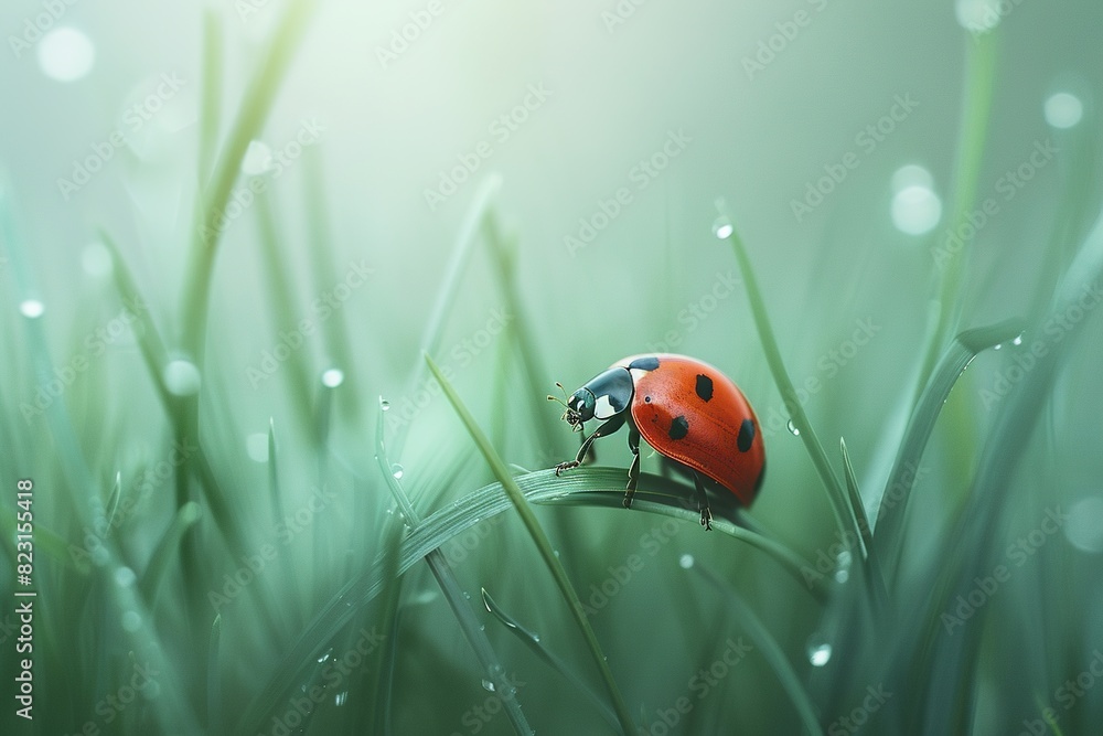 Obraz premium Red scarab on the leaves