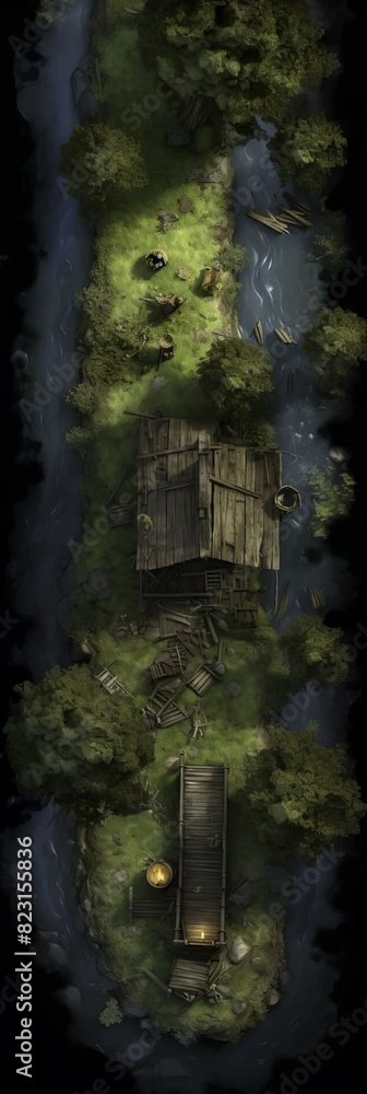 DnD Battlemap Twisted Swamp Hut - A Small Hut Hidden in Swamp. DnD Battlemap Twisted Swamp Hut - A Small Hut Hidden in Swamp.