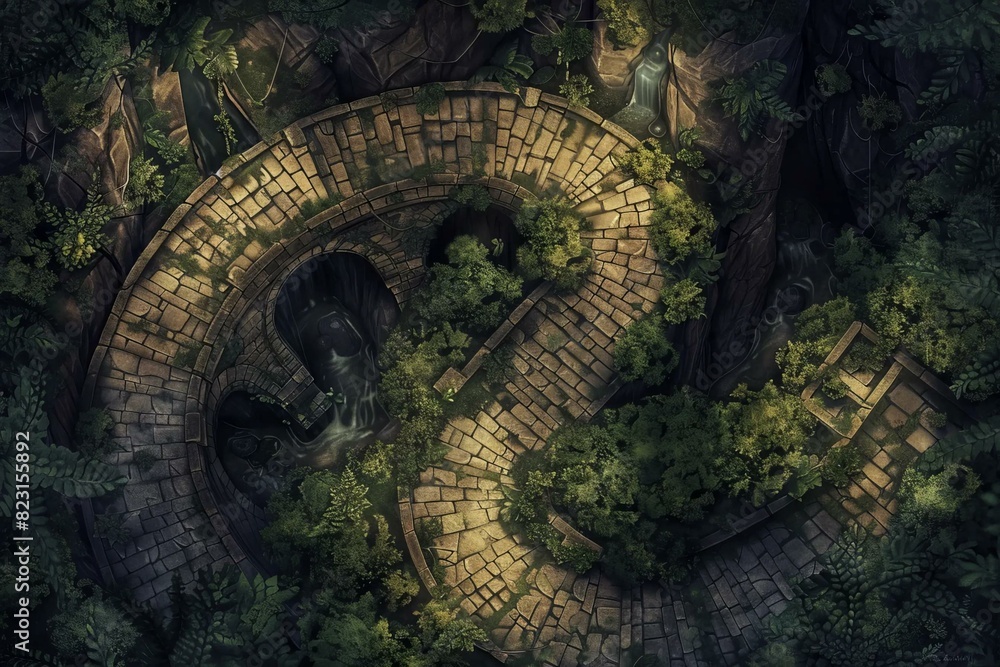 DnD Battlemap Underground tunnels in ancient ruins. Stock Illustration ...