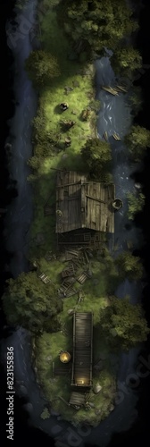 DnD Battlemap Twisted Swamp Hut - A Small Hut Hidden in Swamp.