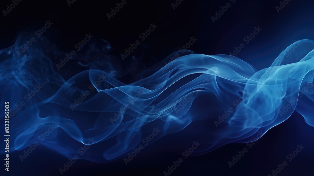 Ethereal Blue Smoke Waves on Black Ethereal Blue Smoke Waves on Black