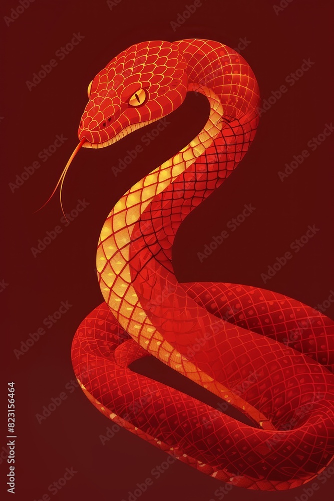 Naklejka premium Simple flat illustration of the red snake.