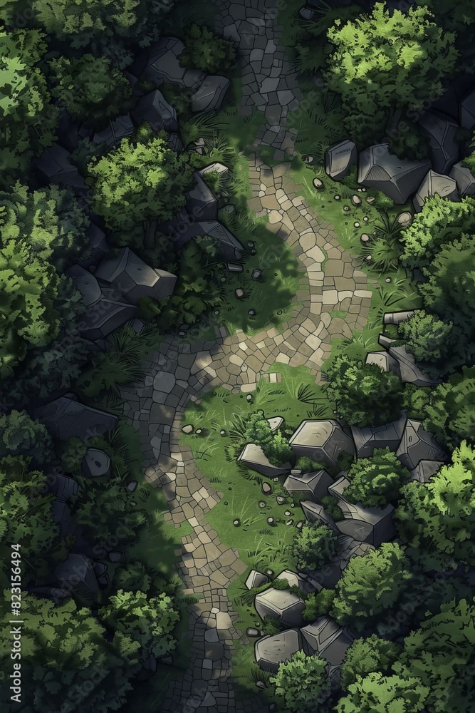 DnD Battlemap Wizards Battlemap: magic battle scene with trees and ruins. DnD Battlemap Wizards Battlemap: magic battle scene with trees and ruins.