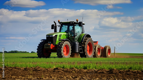 Modern Agriculture  Tractor Tilling the Soil