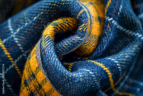 AI generated illustration of a macro photography of a flannel scarf