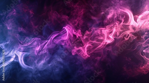 Abstract colorful smoke swirl in purple and pink hues on dark background photo