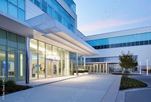 Modern Commercial Building Exterior at Twilight