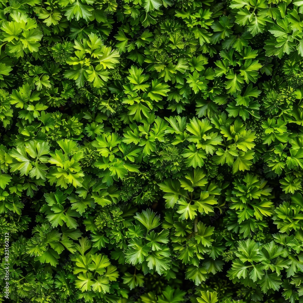 Green parsley texture background, petroselinum crispum leaves pattern, fresh herbal leaves banner Green parsley texture background, petroselinum crispum leaves pattern, fresh herbal leaves banner