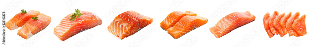 Salmon png element set on transparent background Salmon png element set on transparent background