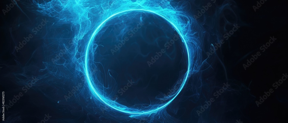 Obraz premium Abstract Electric Blue Energy Circle on Dark Background