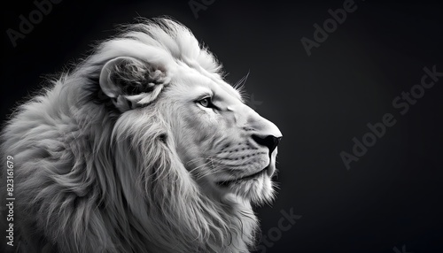 Close-Up of Majestic White Lion in Profile