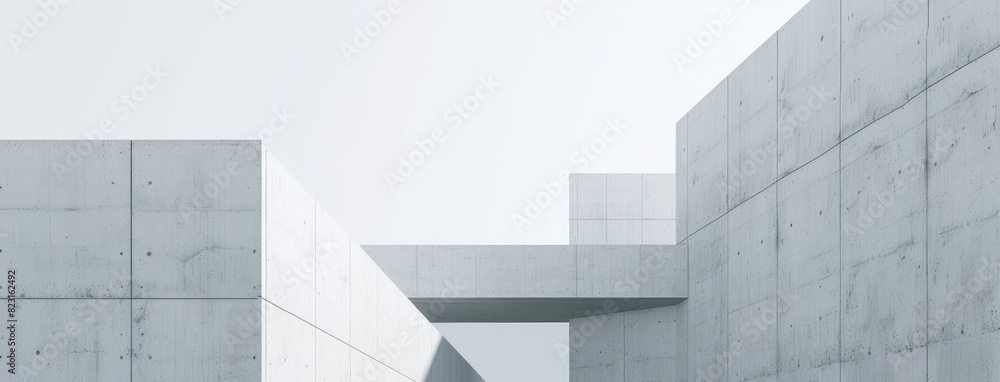 Minimalist Concrete Architecture Against Clear Sky Minimalist Concrete Architecture Against Clear Sky