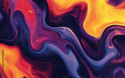 Abstract Fluid Art with Colorful Waves Design