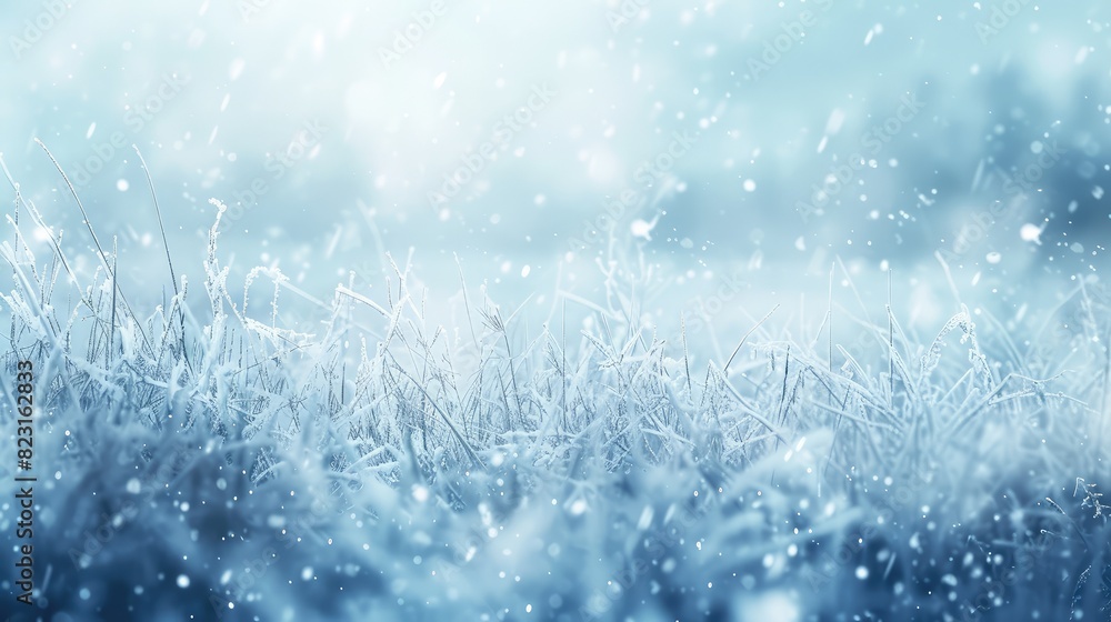 Magical Snowfall Over Winter Grassland Magical Snowfall Over Winter Grassland