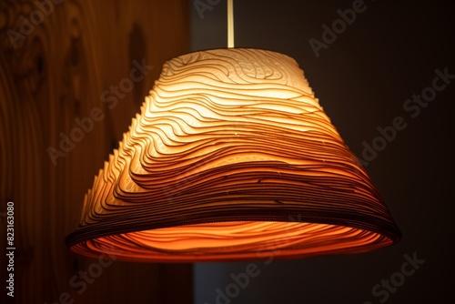Hand-crafted upcycled lampshade made from recycled paper and cardboard, casting a warm and eco-friendly glow in any room