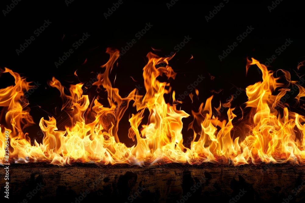 Fototapeta premium Flames on Black: Intense Heat and Power