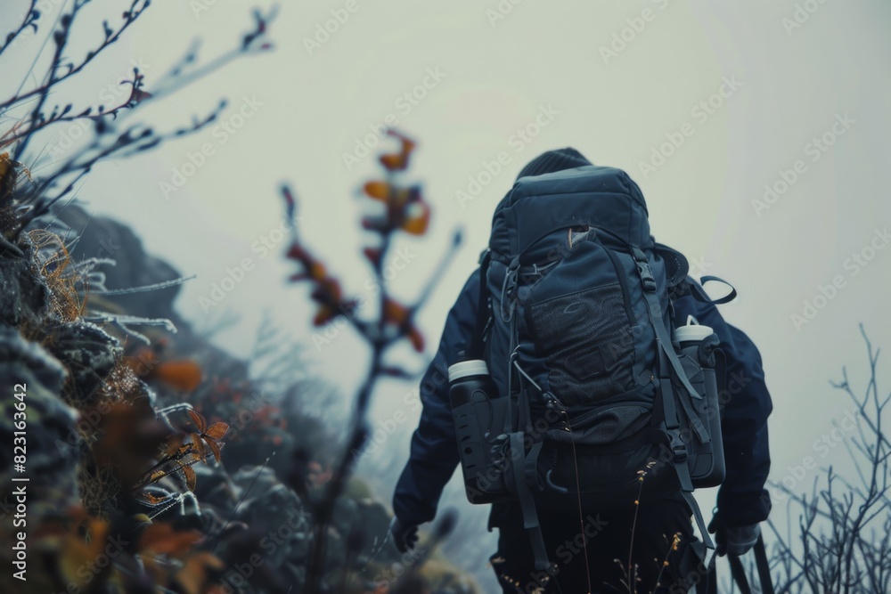 Fototapeta premium People hiking in mountains, enjoying active rest and breathtaking views