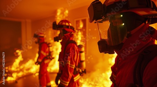 Firefighters participate in a virtual reality training exercise that simulates a highrise building fire learning how to effectively respond and evacuate in a timely manner. photo