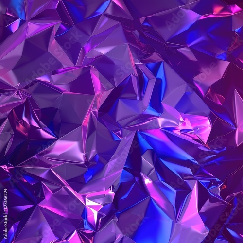 Abstract purple blue crumpled foil texture background.