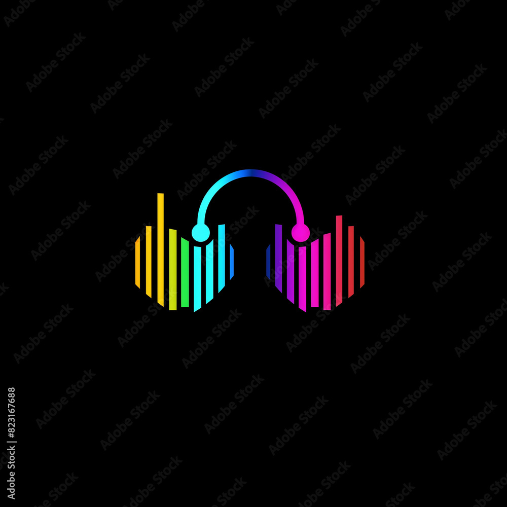 Audio Visualisierung als grafischisches Element in bunten Farben als LED Display Audio Visualisierung als grafischisches Element in bunten Farben als LED Display