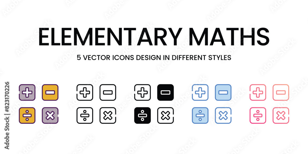 Elementary Maths Icon editable stock vector icon Elementary Maths Icon editable stock vector icon