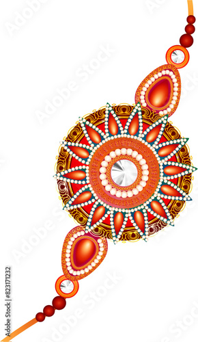Beautiful Rakhi (wristband) Isolated Element on Png Background, Happy Raksha Bandhan Concept.