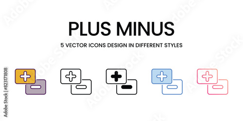 Plus Minus Icon editable stock vector icon photo