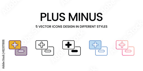 Plus Minus Icon editable stock vector icon