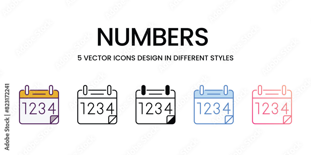 Numbers Icon editable stock vector icon Numbers Icon editable stock vector icon