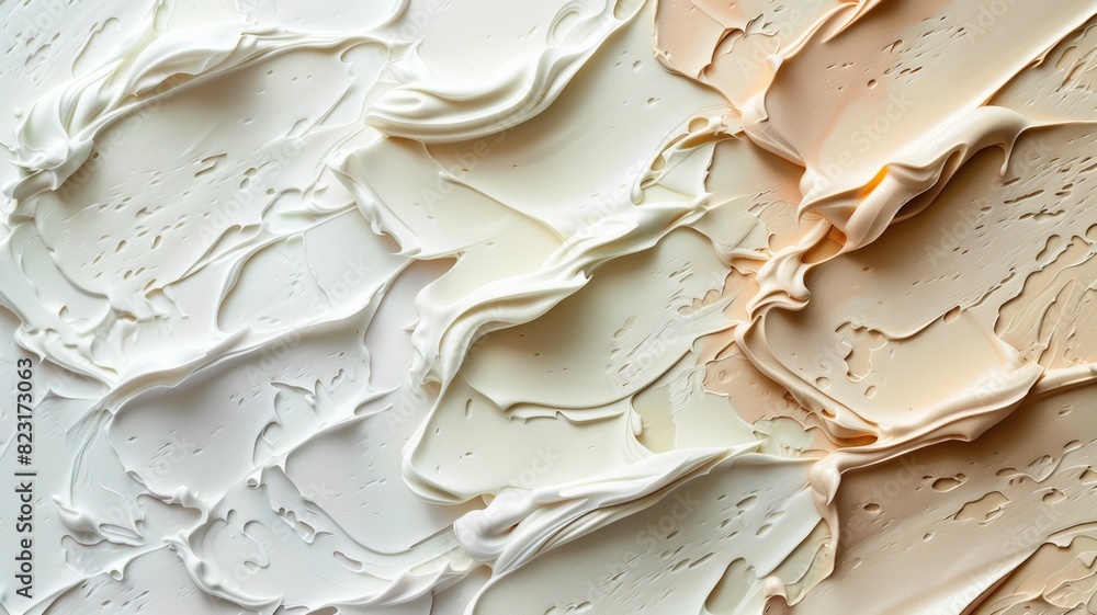 Gradient Suncream Smears on a Beige Background. Sunscreen Background. Cream Care. Gradient Suncream Smears on a Beige Background. Sunscreen Background. Cream Care.