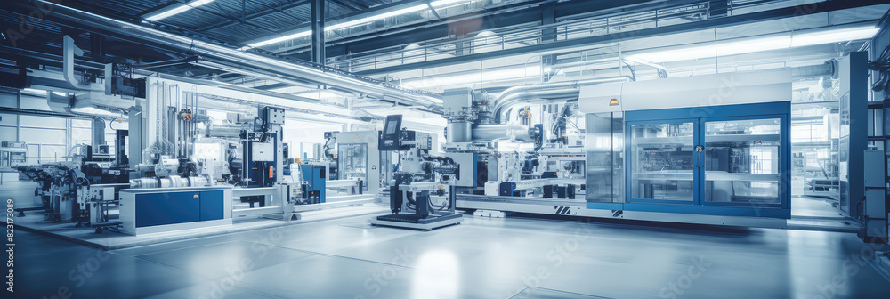 Fototapeta premium Modern Industrial Manufacturing Facility Panorama