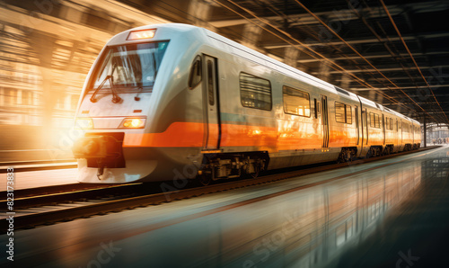 Speeding Urban Commuter Train in Motion