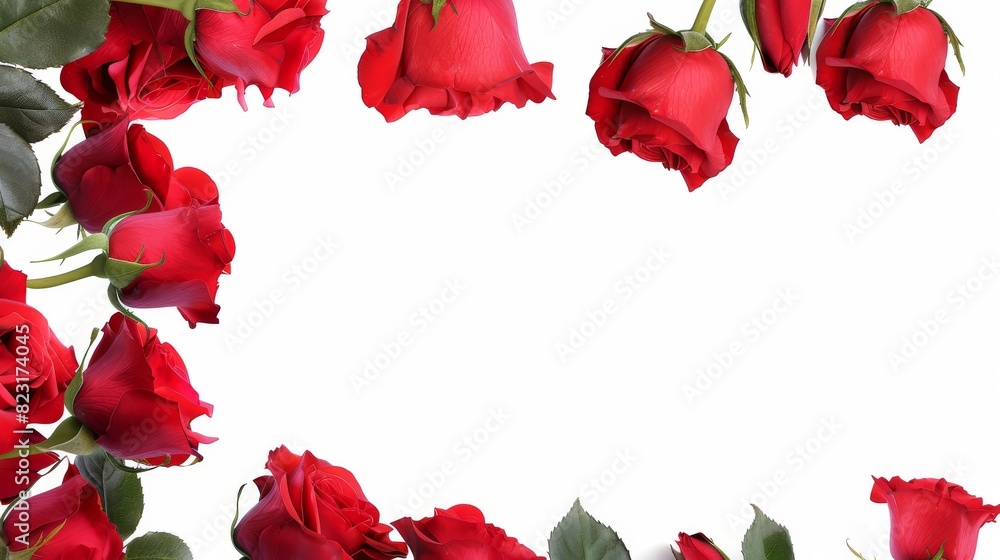 A red rose flower on a border of a petal plant in PNG