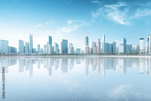 Serene Cityscape Reflection on Water