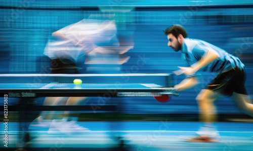 Table tennis players at a m...