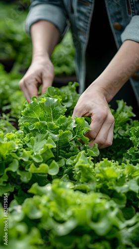 Hands Tending to Vibrant Organic Vegetable Garden for Wellness Lifestyle