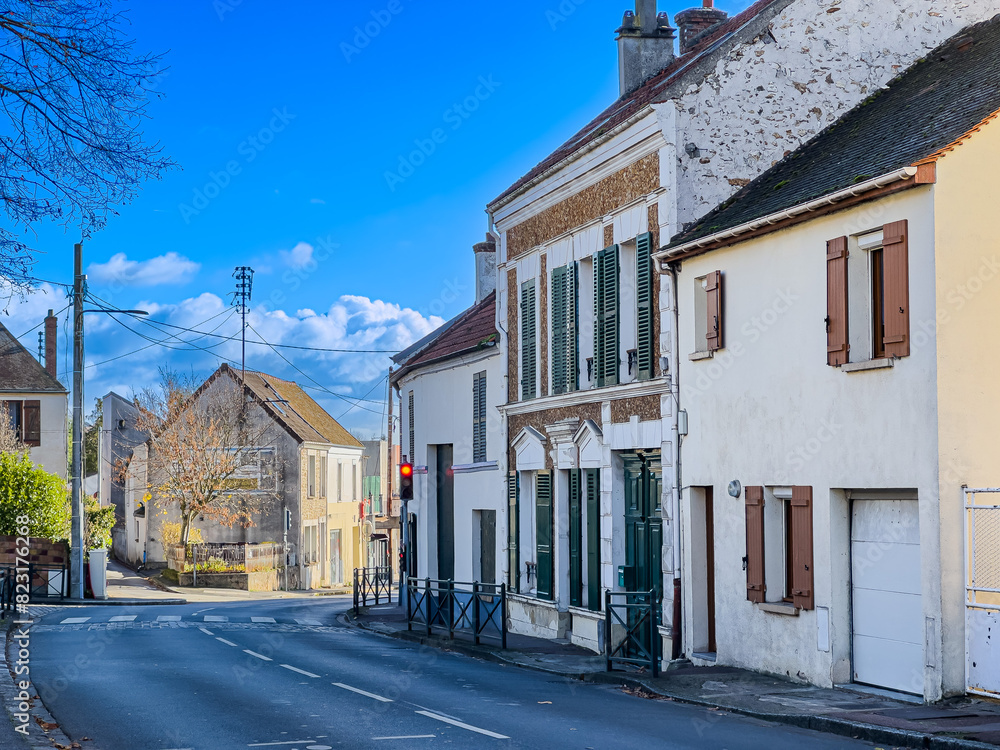 Street view of old village Marcoussis in France