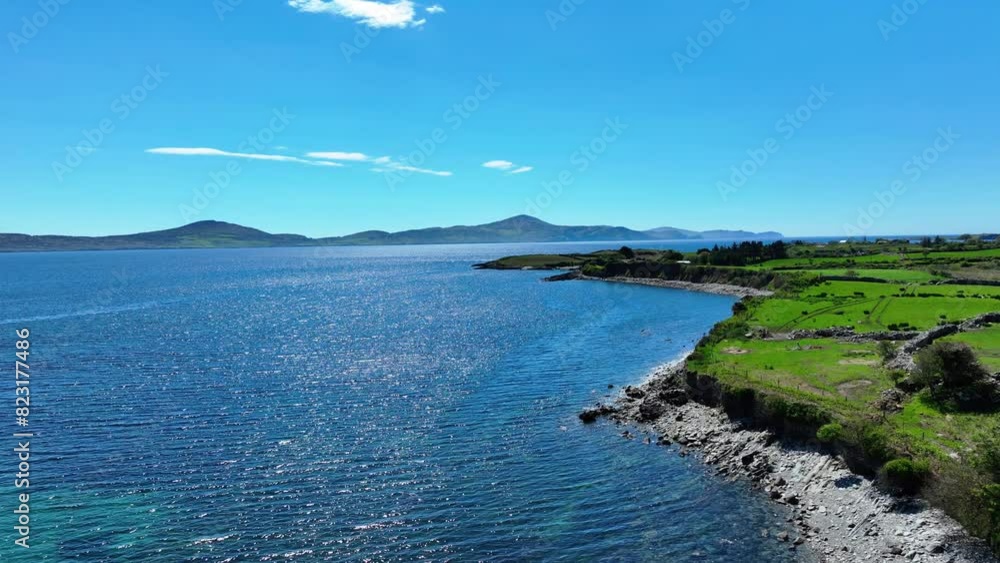Drone flying along coastline of Sheep’s Head West Cork Ireland on the Wild Atlantic Way on a sunny afternoon Drone flying along coastline of Sheep’s Head West Cork Ireland on the Wild Atlantic Way on a sunny afternoon