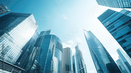 Modern Skyscrapers Rising to the Blue Sky in the City