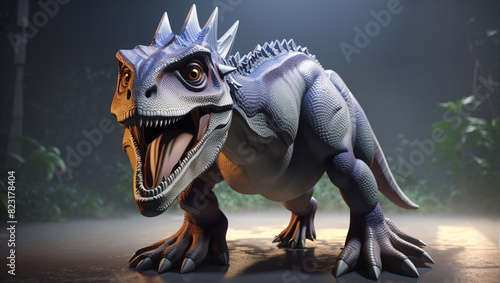  realistic  Carnotaurus dinosaur in  jungle  photo