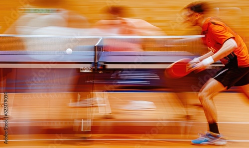 Table tennis players at a m...