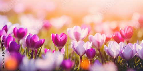 Springtime Bloom: Radiant Tulips Bathing in Sunlight