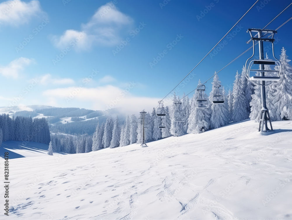 Winter Wonderland Ski Resort with Scenic Chairlift Views Winter Wonderland Ski Resort with Scenic Chairlift Views