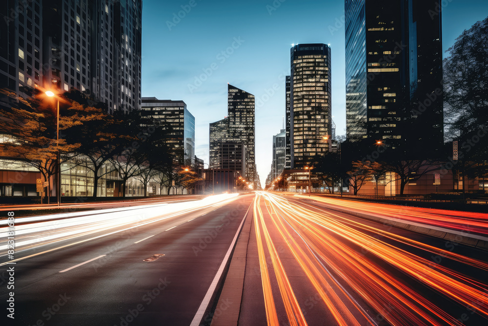 Urban Dusk Traffic: A Symphony of Light Trails Urban Dusk Traffic: A Symphony of Light Trails