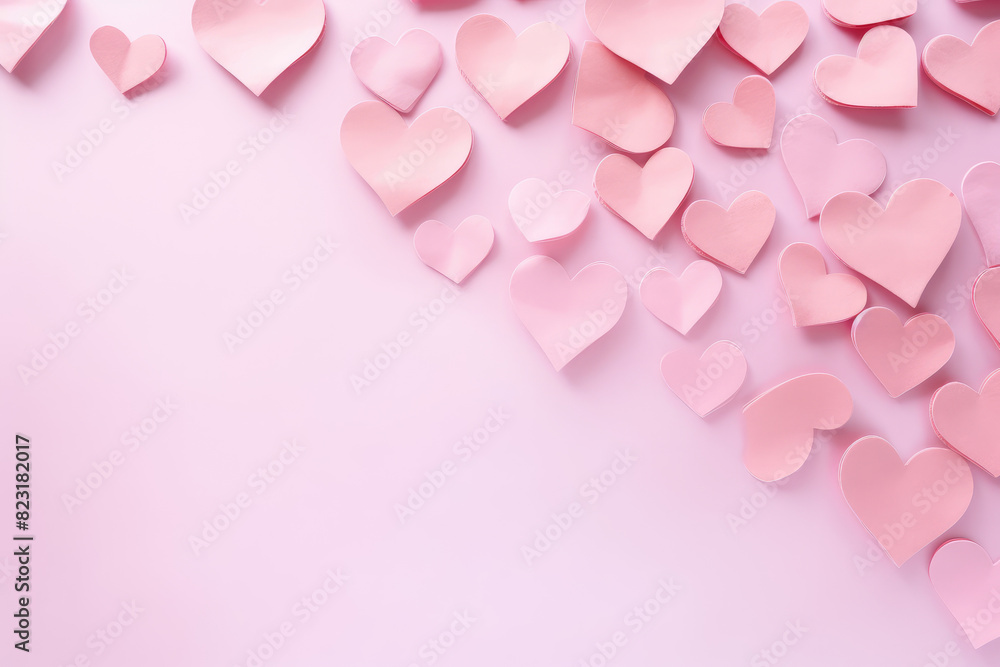 Romantic Pink Hearts on Soft Background for Valentine's Day
